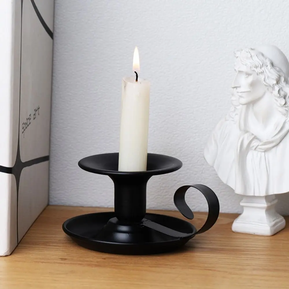 Romantic Iron Candlestick Stand Small Iron Art Teacup Candle Holder Ancient Design Wedding Candle Tray Dinning Decor