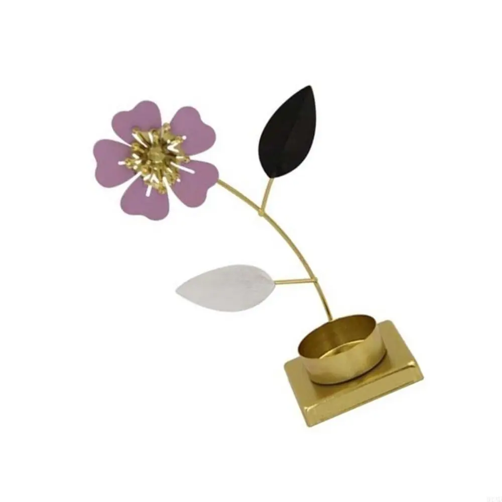 Creative Iron Crafts Floral Candle Holder Romantic Decorative Butterfly Flower Stand Unique Metal Tealight Holder Dining Table