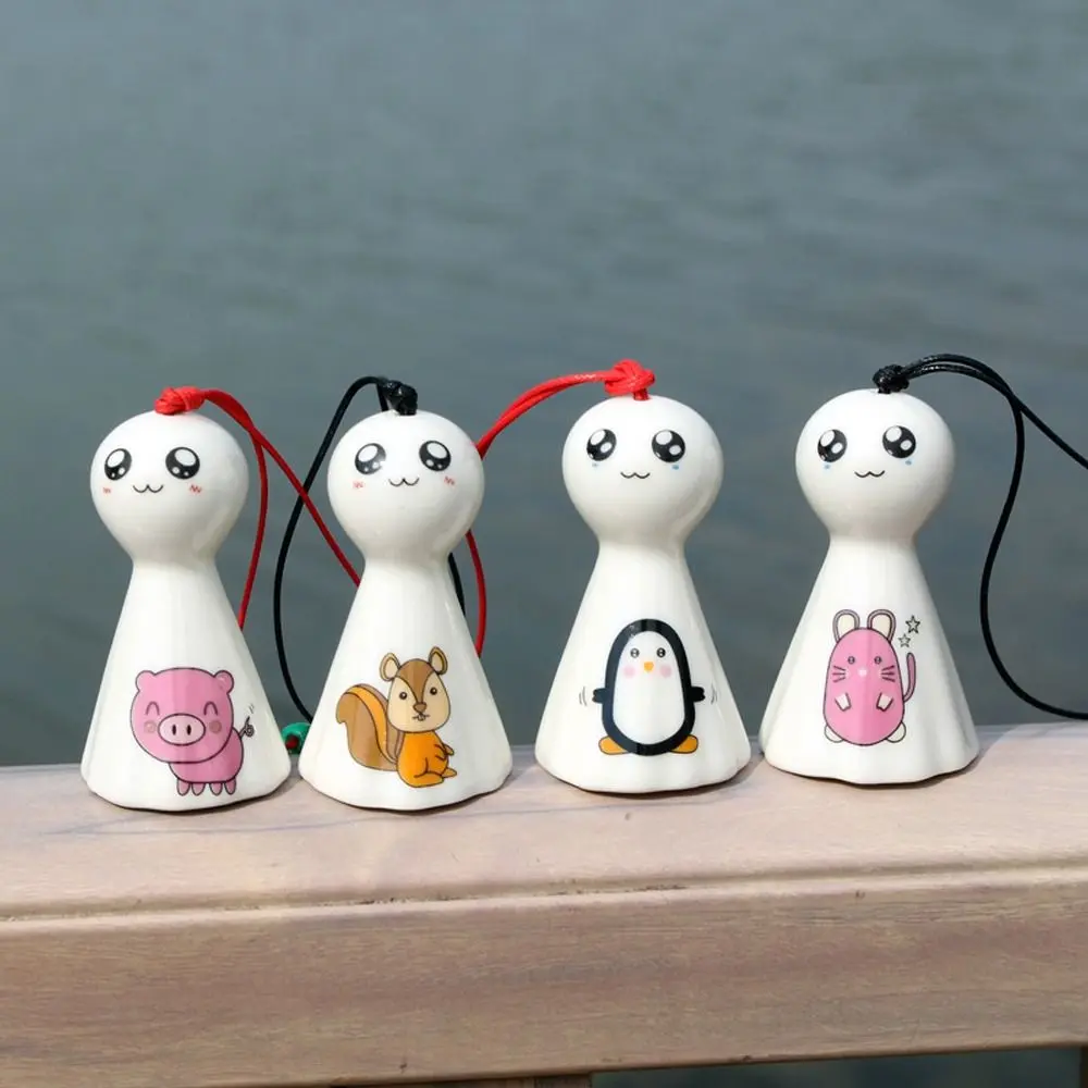 Cartoon Sunny Dolls Wind Chimes Handmade Cute Smile Doll Wind Chimes Japanese Antique Hanging Porcelain Wind Chimes
