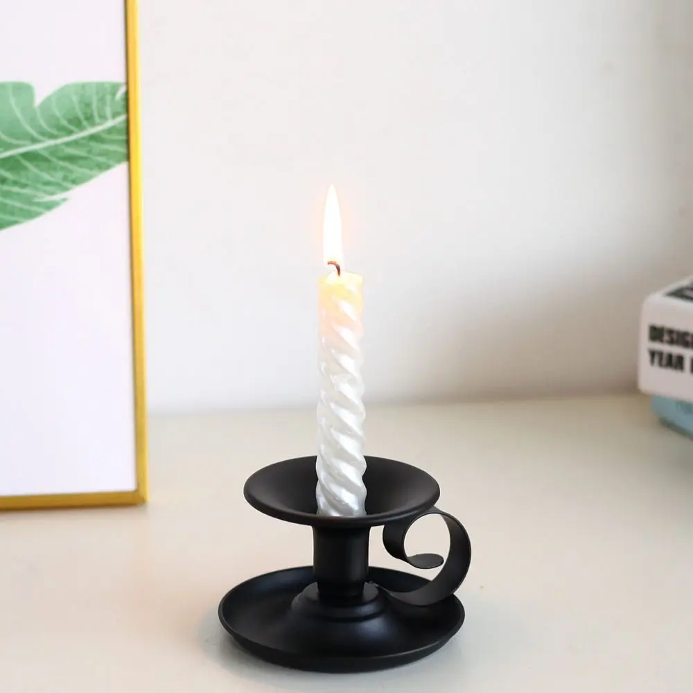 Romantic Iron Candlestick Stand Small Iron Art Teacup Candle Holder Ancient Design Wedding Candle Tray Dinning Decor