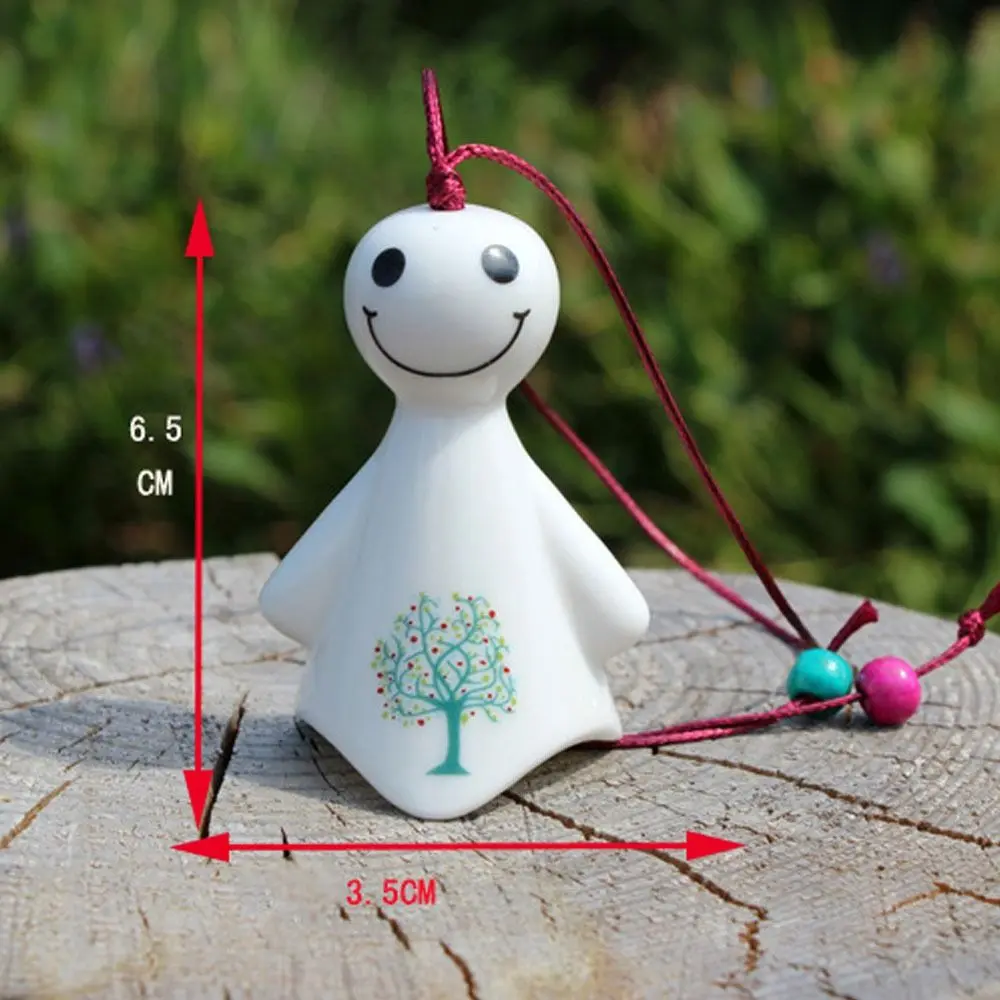 Cartoon Sunny Dolls Wind Chimes Handmade Cute Smile Doll Wind Chimes Japanese Antique Hanging Porcelain Wind Chimes