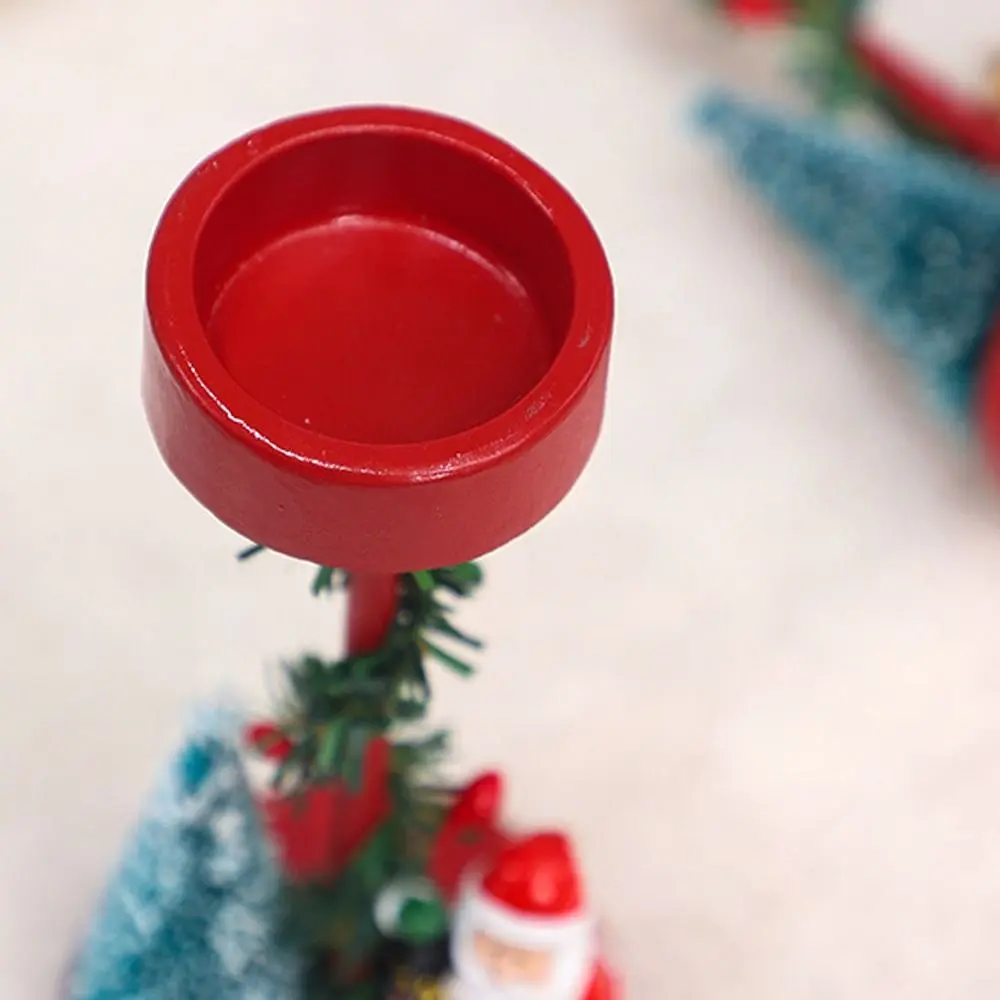 Resin Christmas Tree Candle Stand Anti Slip Snowman Elk Santa Claus Candle Holders Cartoon Festival Tea Light Candle Stand