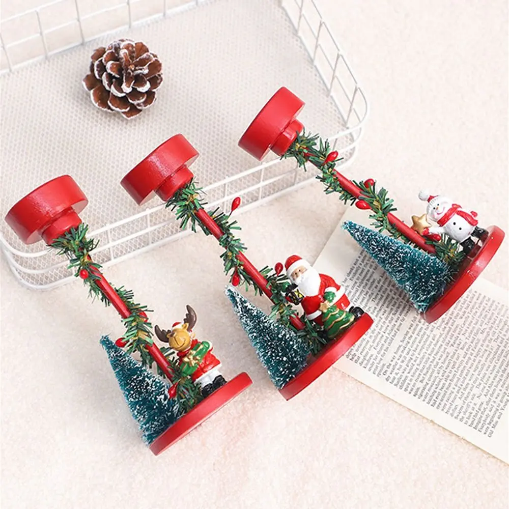 Resin Christmas Tree Candle Stand Anti Slip Snowman Elk Santa Claus Candle Holders Cartoon Festival Tea Light Candle Stand