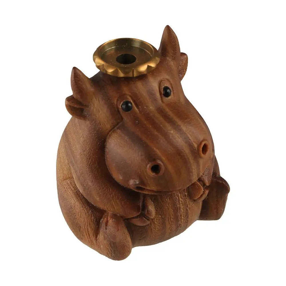 Fragrant Animal Inverted Incense Tray Cartoon Cute Hippo Backflow Incense Holder Natural Green Sandalwood Incense Holder