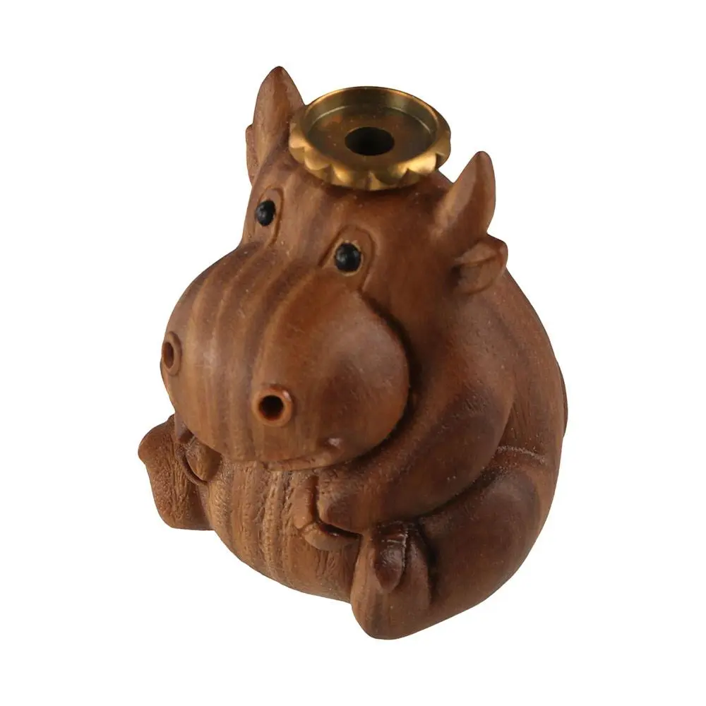 Fragrant Animal Inverted Incense Tray Cartoon Cute Hippo Backflow Incense Holder Natural Green Sandalwood Incense Holder