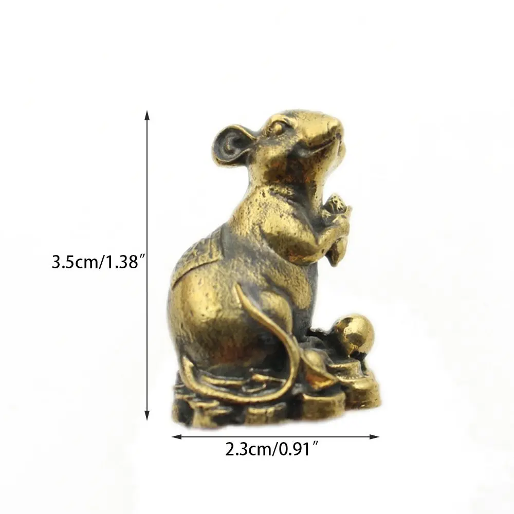 Creative Chinese Rat Miniatures Traditional Mouse Love Corn Zodiac Mouse Figurines Pure Copper Mouse Love Corn Ornaments Home