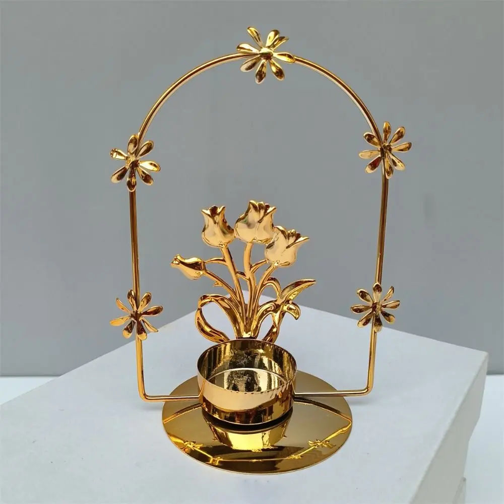 Romantic Exquisite Nordic Candle Holder Light Luxury Handmade Ginkgo Candle Holder Iron Art Metal Candlestick Wedding