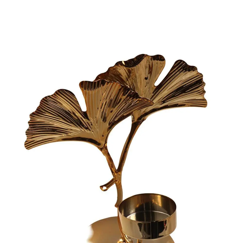 Romantic Exquisite Nordic Candle Holder Light Luxury Handmade Ginkgo Candle Holder Iron Art Metal Candlestick Wedding