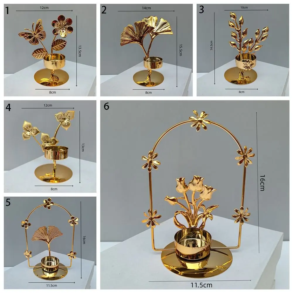 Romantic Exquisite Nordic Candle Holder Light Luxury Handmade Ginkgo Candle Holder Iron Art Metal Candlestick Wedding