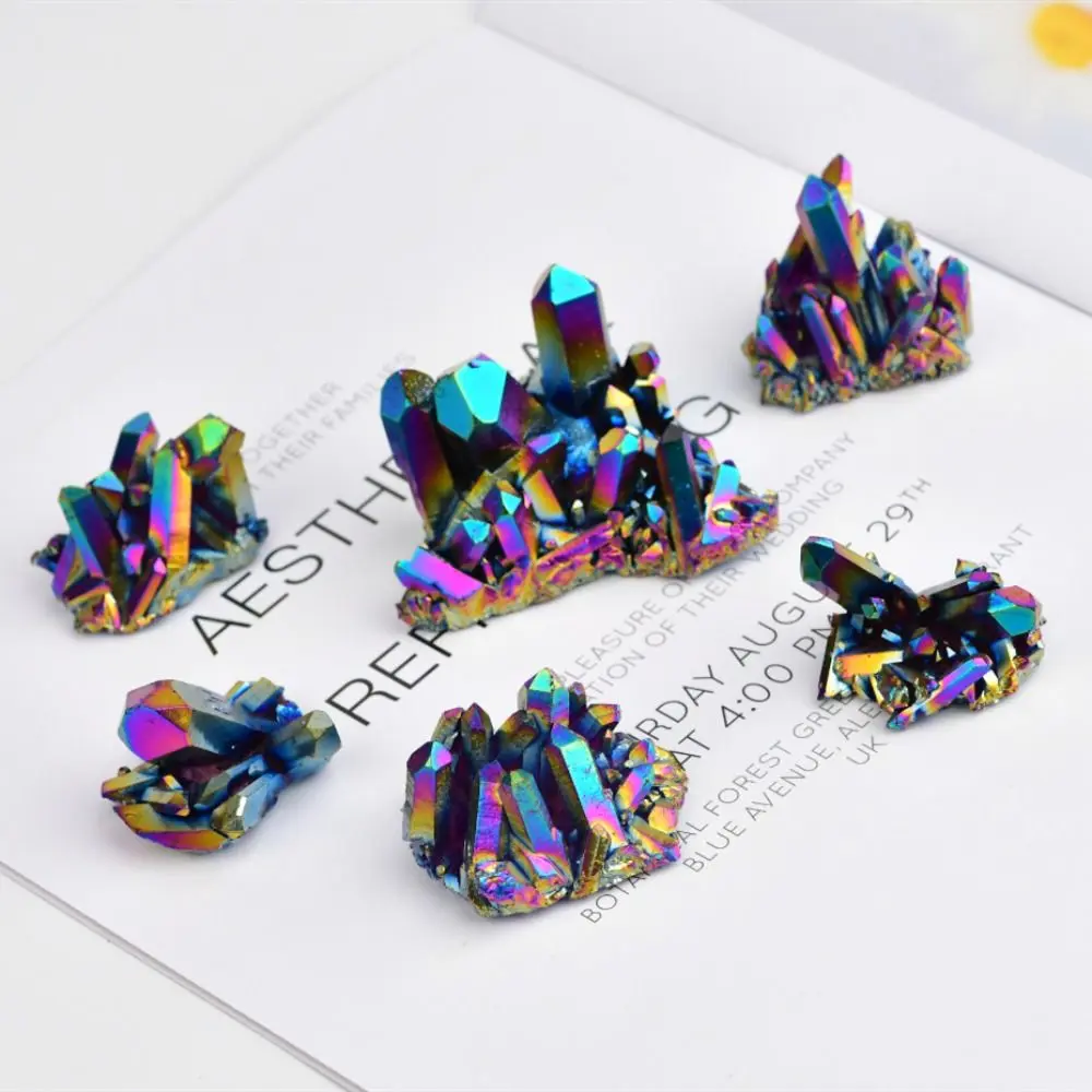 Personality Rough Grinding Home Decoration Quartz Rainbow Titanium Stone Ornaments Crystal Cluster Reiki Stone Specimen Mineral