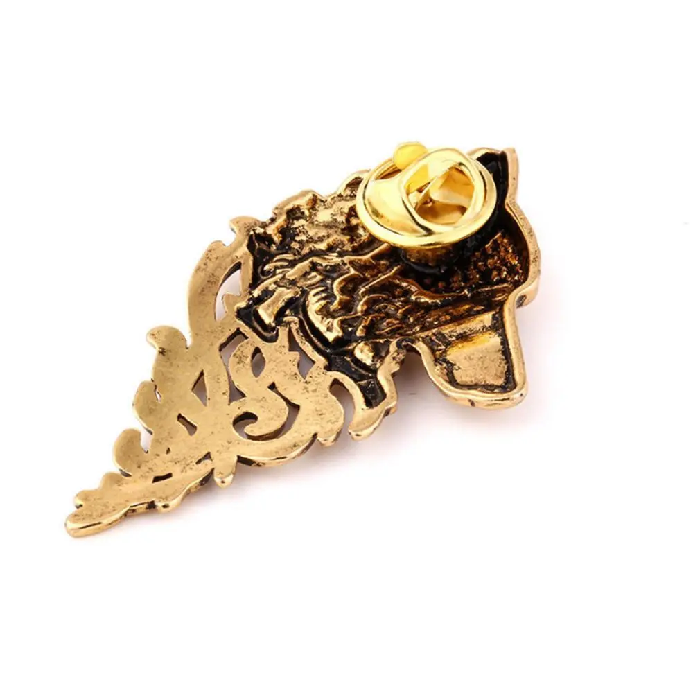 Women Gift Retro Metal Suit Accessory Shirt Accessory Viking Stick Brooch Badge Lapel Pin Wolf Head