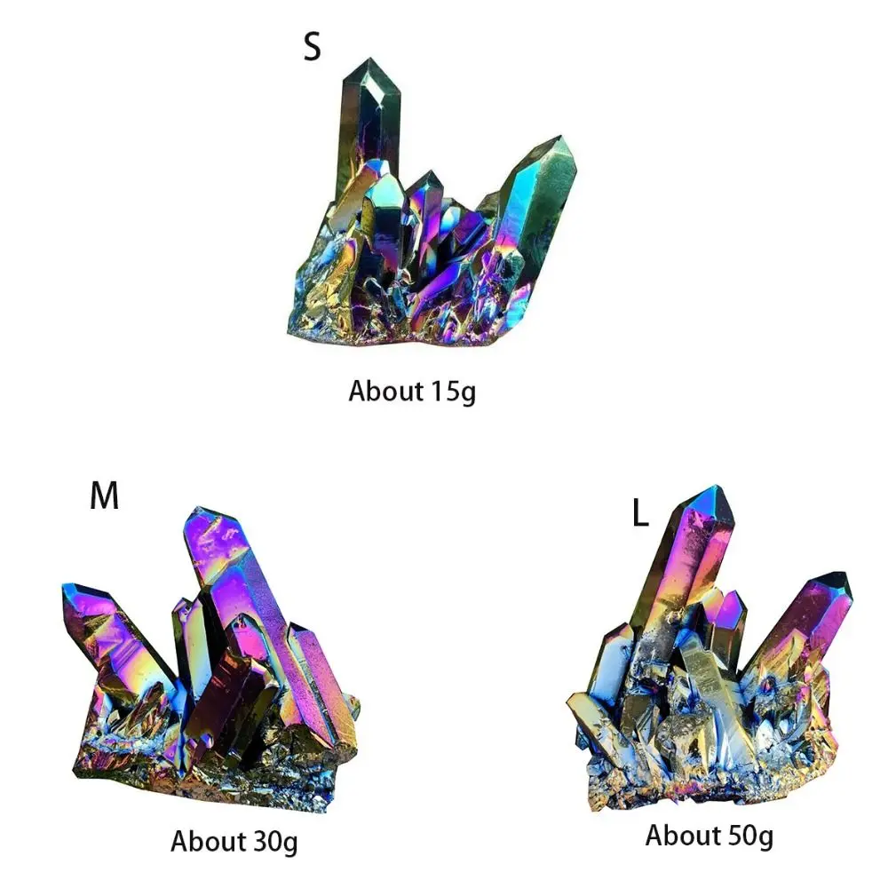 Personality Rough Grinding Home Decoration Quartz Rainbow Titanium Stone Ornaments Crystal Cluster Reiki Stone Specimen Mineral