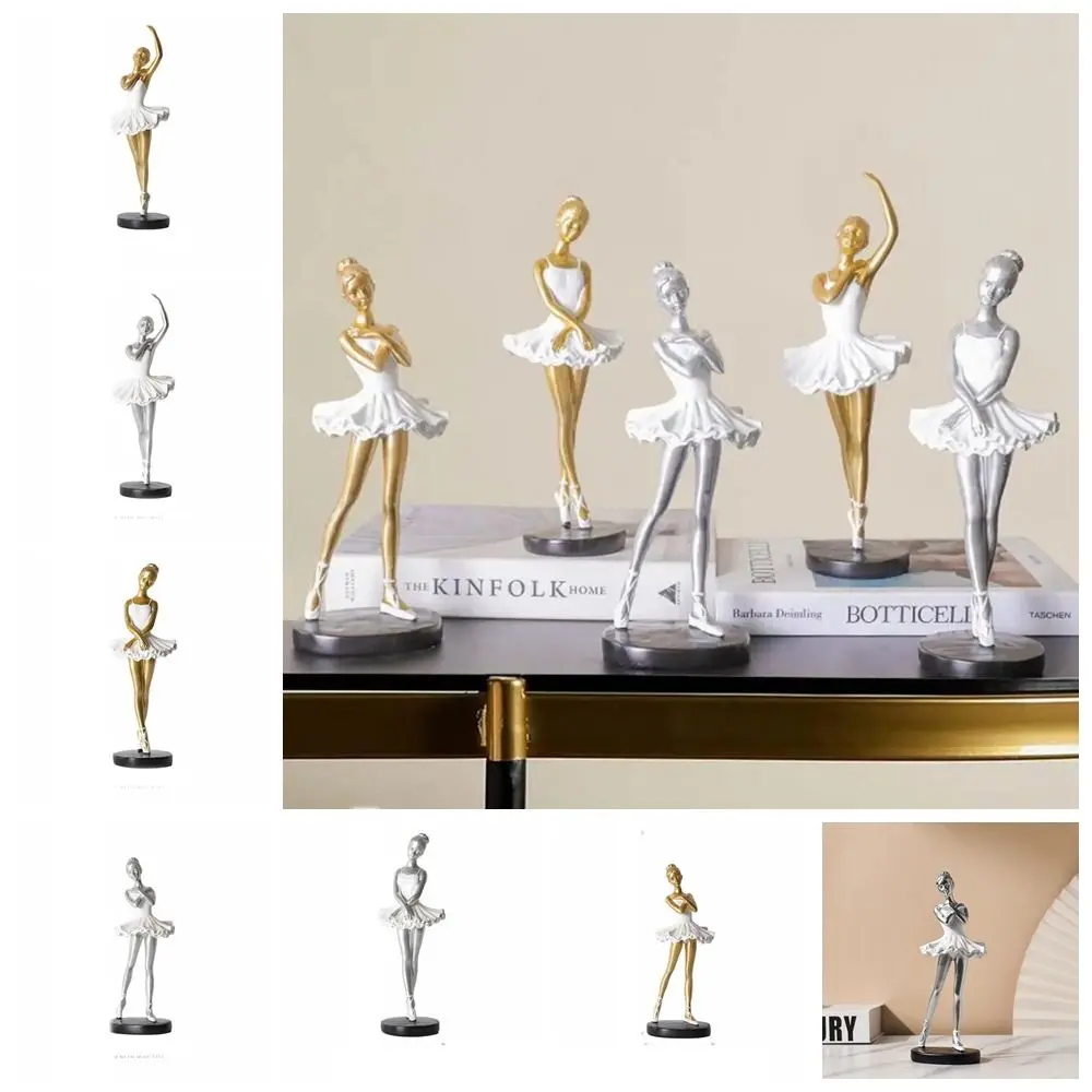 Resin Crafts Ballet Girl Ornaments Handmade Painted Ballet Dancer Figurines Nordic Style High-end Abstract Art Sculpture