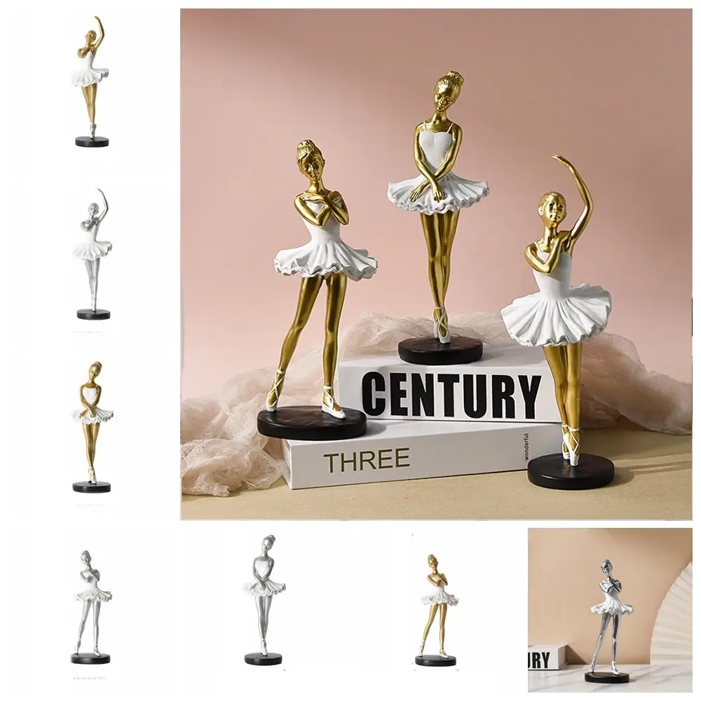 Resin Crafts Ballet Girl Ornaments Handmade Painted Ballet Dancer Figurines Nordic Style High-end Abstract Art Sculpture
