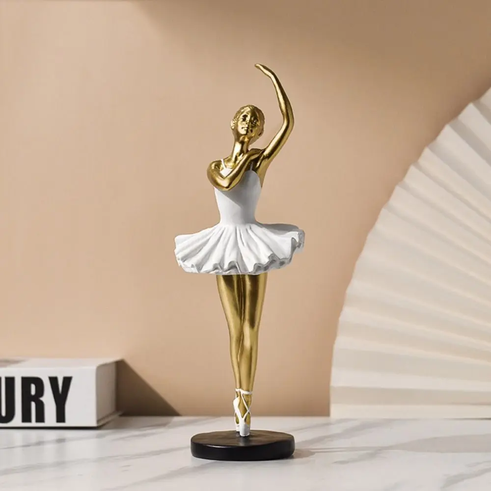 Resin Crafts Ballet Girl Ornaments Handmade Painted Ballet Dancer Figurines Nordic Style High-end Abstract Art Sculpture