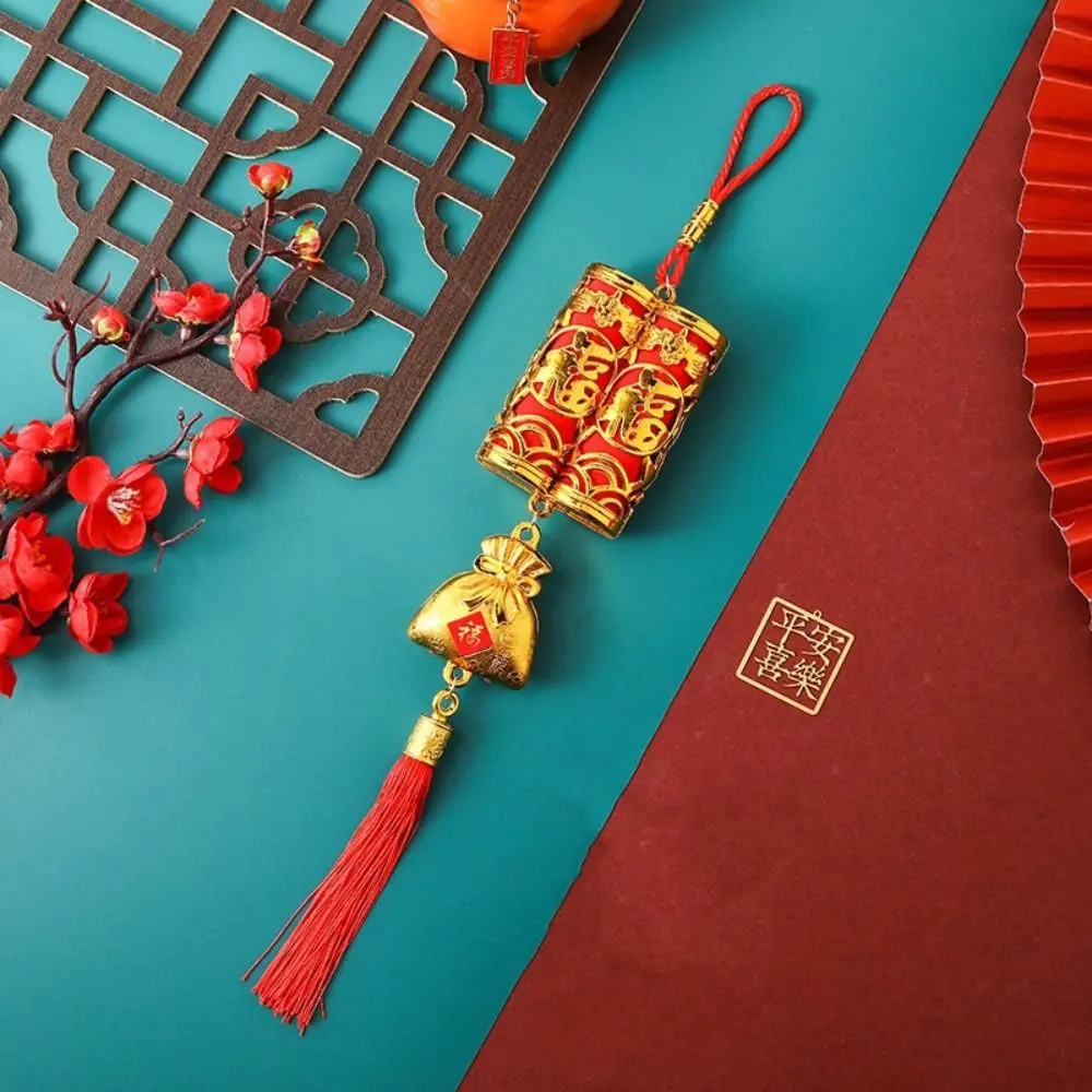 Traditional Spring Festival Hanging Pendant Reusable Exquisite New Year Bonsai Ornament Gold-plated with Tassel Plant Pendant