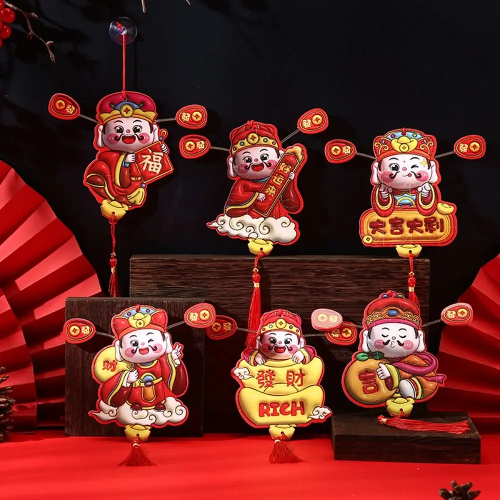 Cute Chinese God of Wealth Fridge Magnets Traditional Cartoon God of Wealth Refrigerator Magnet Festive Spring Ears