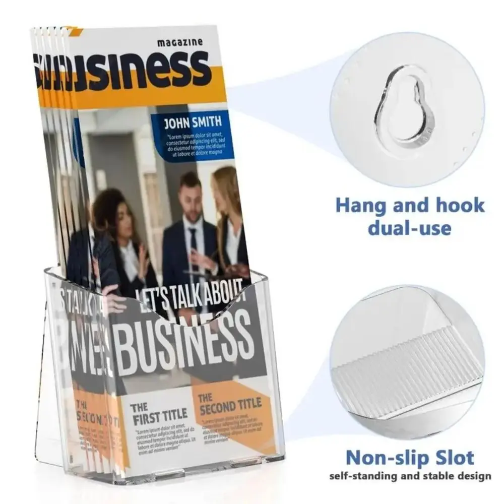 Booklet Plastic A6 Brochure Holder Acrylic Clear Wall Mount Portable High Quality Pamphlet Holder Men