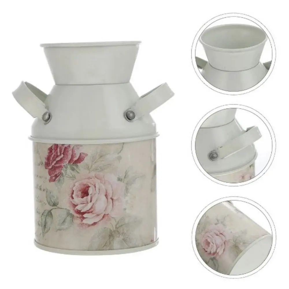Durable Iron Art Metal Flower Vase Small Vintage Vase Bucket Nordic Iron Jar Container Office