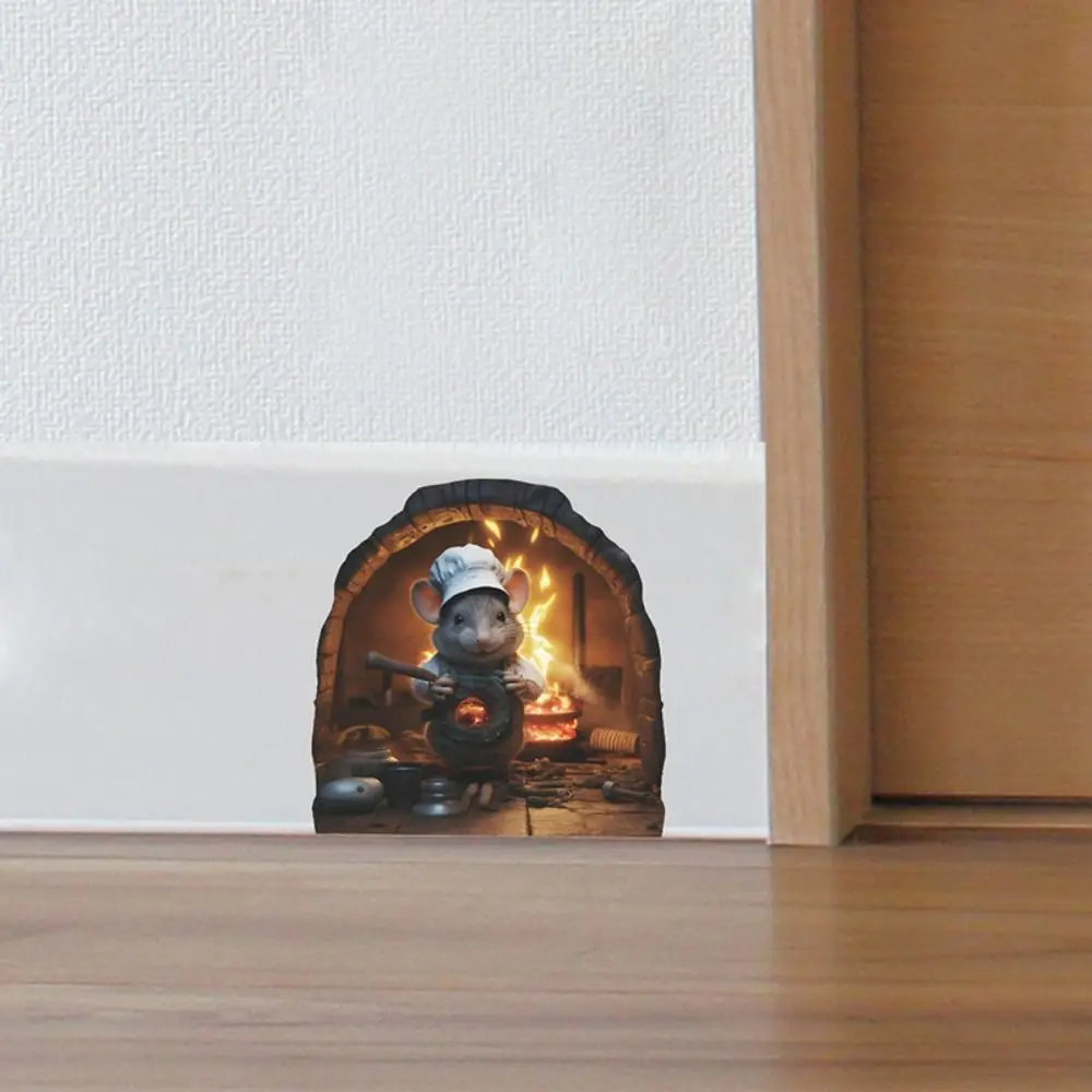 Creative Cartoon Little Rat Hole Sticker Mini Cute Mouse Hole Wall Stickers DIY Mouse Hole 3D Rat Wall Decal Living Room