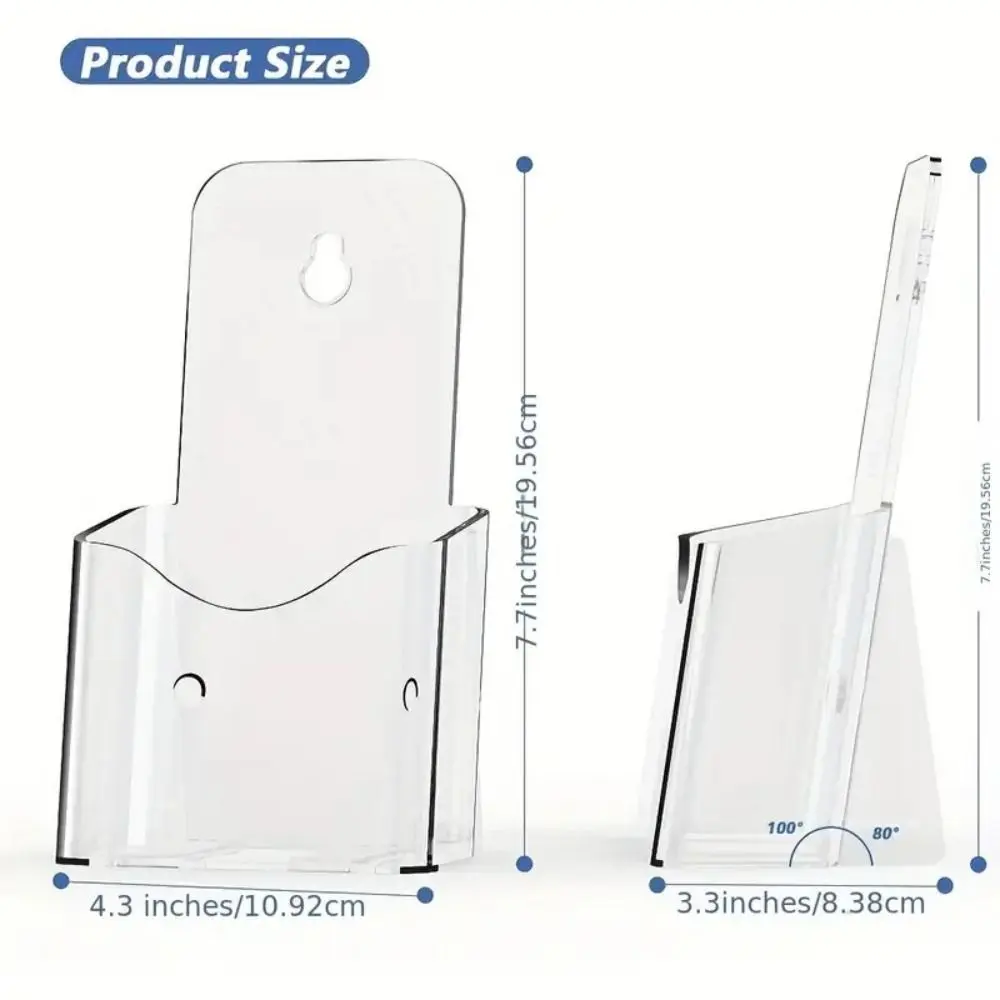 Booklet Plastic A6 Brochure Holder Acrylic Clear Wall Mount Portable High Quality Pamphlet Holder Men