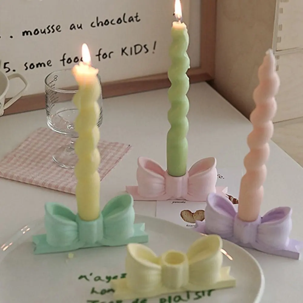 Wedding Ins Gypsum Candlestick Holder Plaster Vintage Bow Candle Holder Stylish Simple Mini Candle Stands Aromatherapy