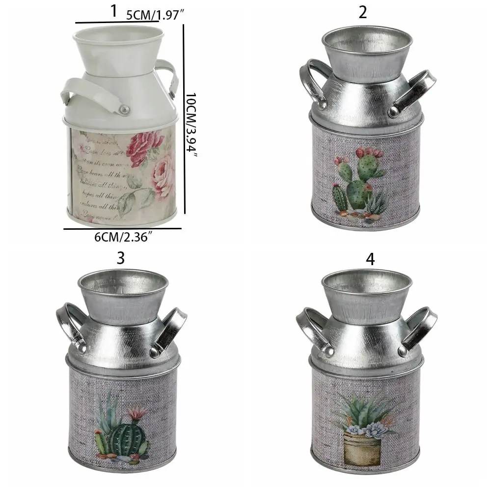Durable Iron Art Metal Flower Vase Small Vintage Vase Bucket Nordic Iron Jar Container Office