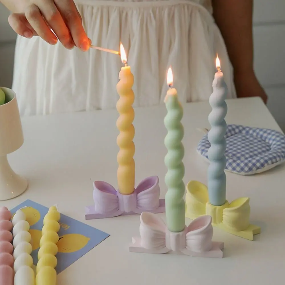 Wedding Ins Gypsum Candlestick Holder Plaster Vintage Bow Candle Holder Stylish Simple Mini Candle Stands Aromatherapy