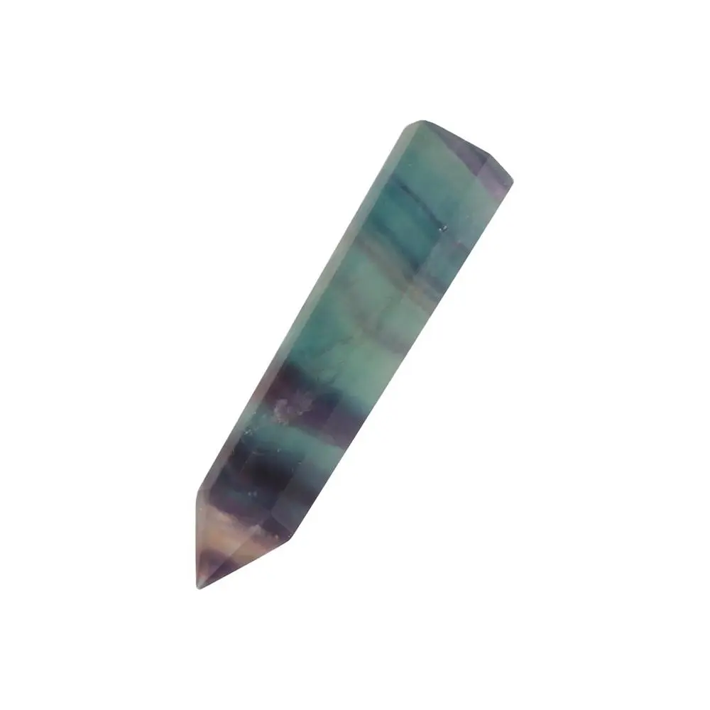 Energy Stone Natural Colorful Fluorite Single-Pointed Hexagonal Column Crystal Hexagonal Single Pointed Geometry Shape