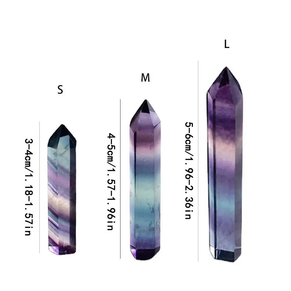 Energy Stone Natural Colorful Fluorite Single-Pointed Hexagonal Column Crystal Hexagonal Single Pointed Geometry Shape