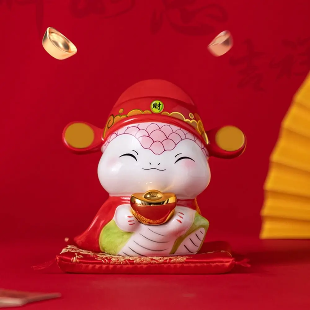 Creative Snake Money Box Cartoon Saving Money Ceramic Piggy Bank Portable Snake Shaped Desktop Ornaments