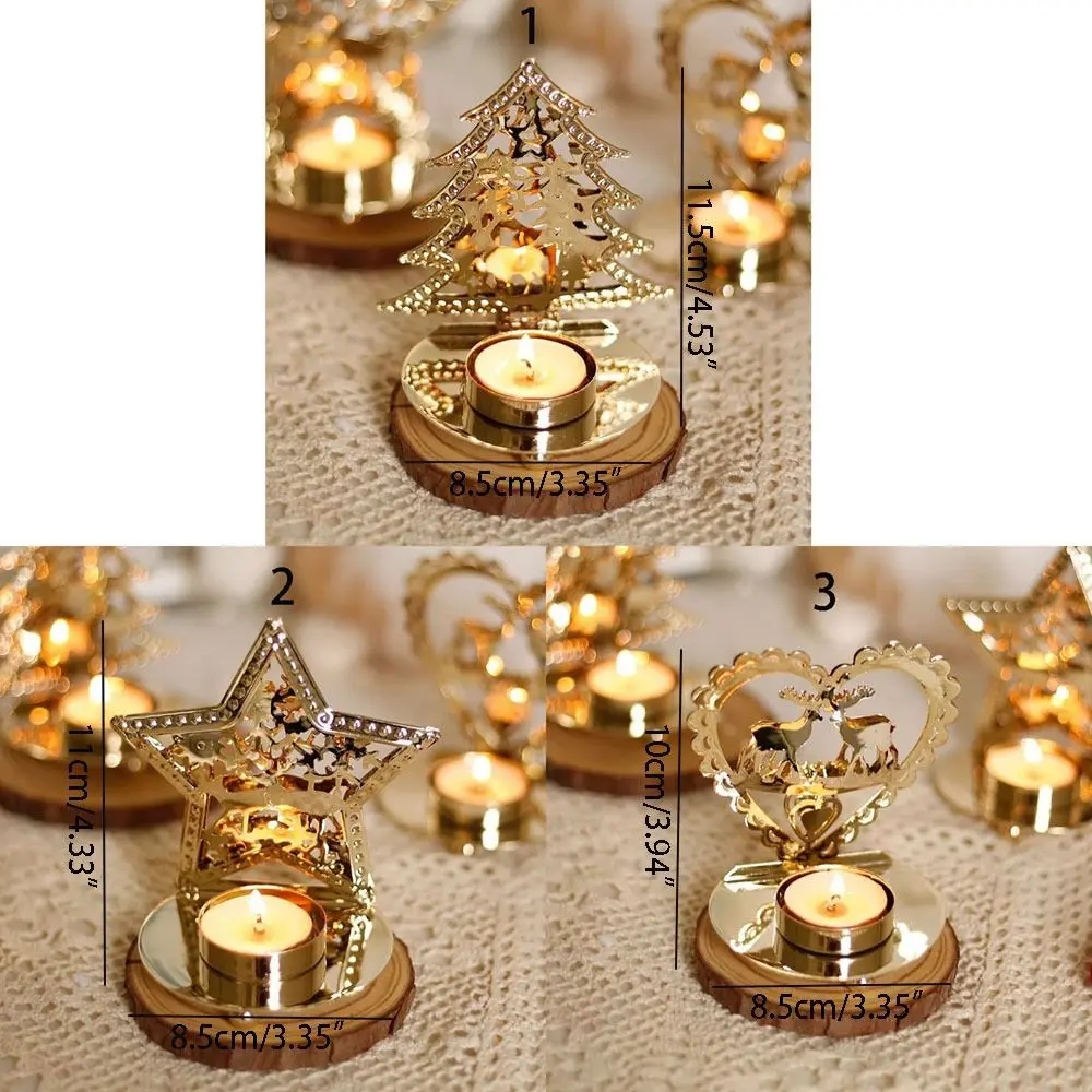 French Style Nordic Hollowed Candle Holder Gold Exquisite Christmas Candlestick Ornament Iron Art Iron Candle Stand Christmas