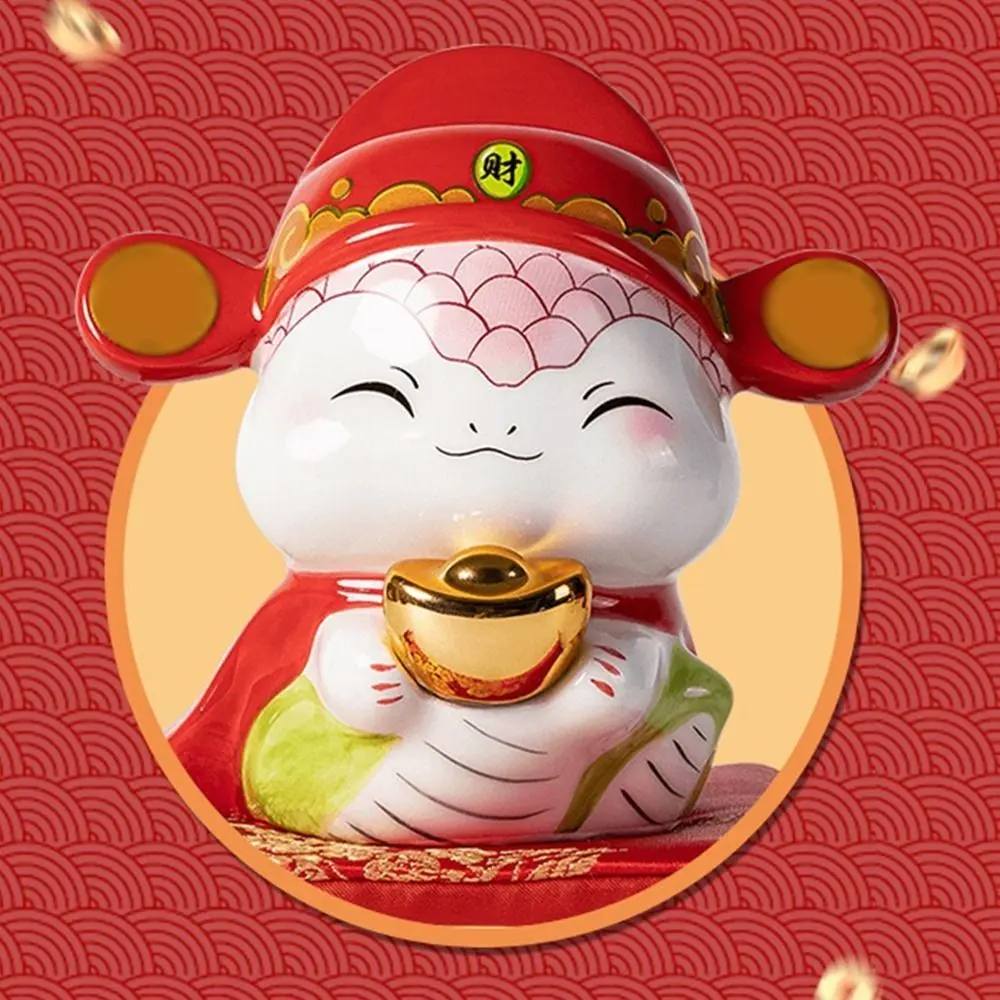 Creative Snake Money Box Cartoon Saving Money Ceramic Piggy Bank Portable Snake Shaped Desktop Ornaments