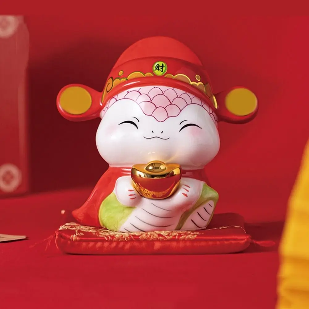 Creative Snake Money Box Cartoon Saving Money Ceramic Piggy Bank Portable Snake Shaped Desktop Ornaments