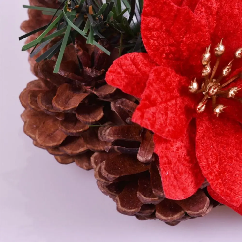 Artificial Floral Christmas Wreath Candle Holder Safety Durable Simulation Wreath Lamp Stand Stable