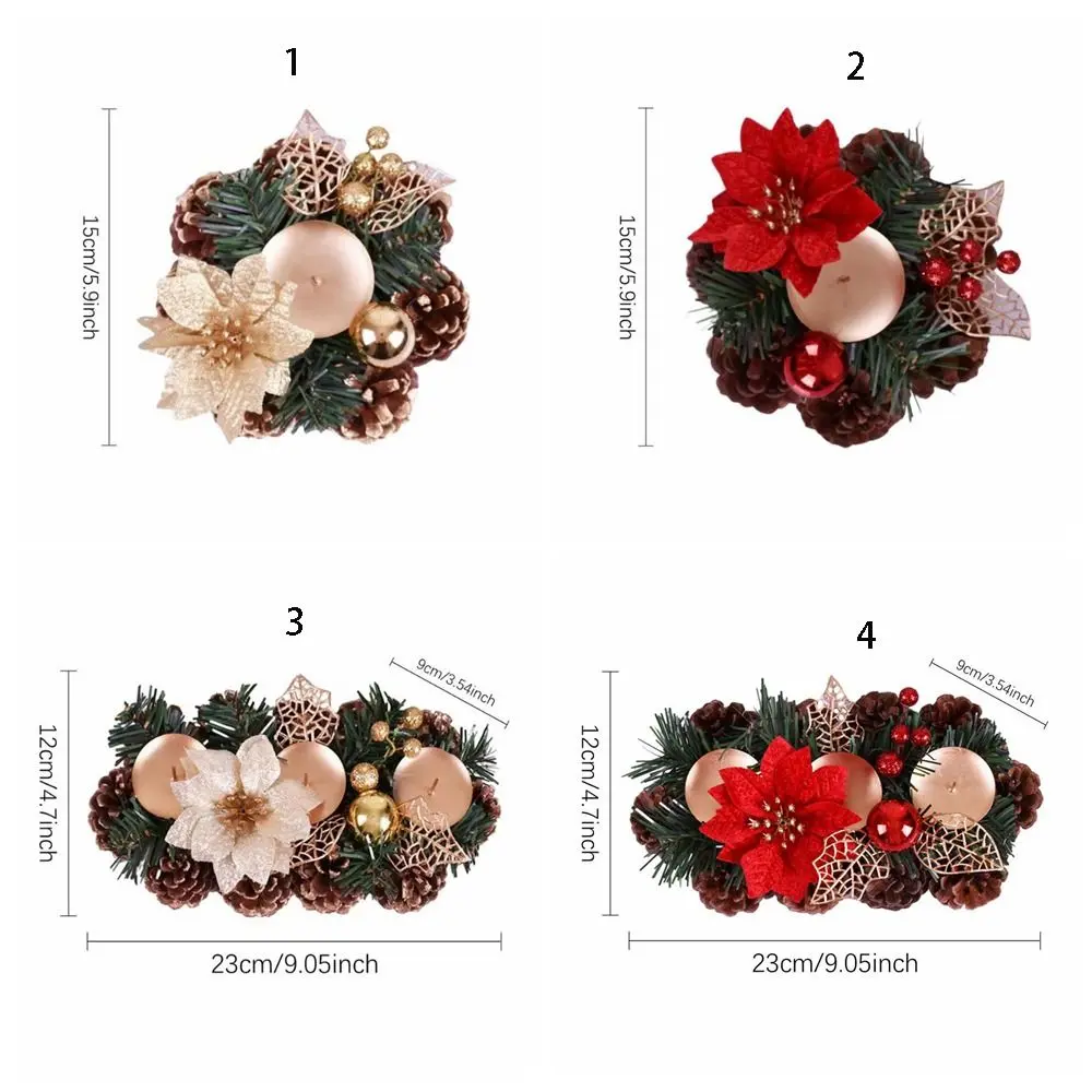 Artificial Floral Christmas Wreath Candle Holder Safety Durable Simulation Wreath Lamp Stand Stable