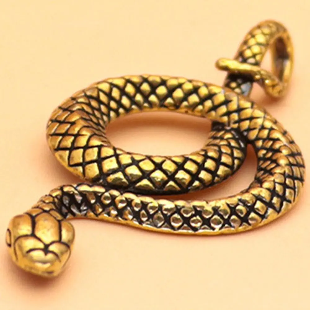 Twelve Zodiac Snake Vintage Brass Snake Statue Ancient Elegant Snake Figurines Exquisite Lifelike Lucky Charm Animal Sculpture