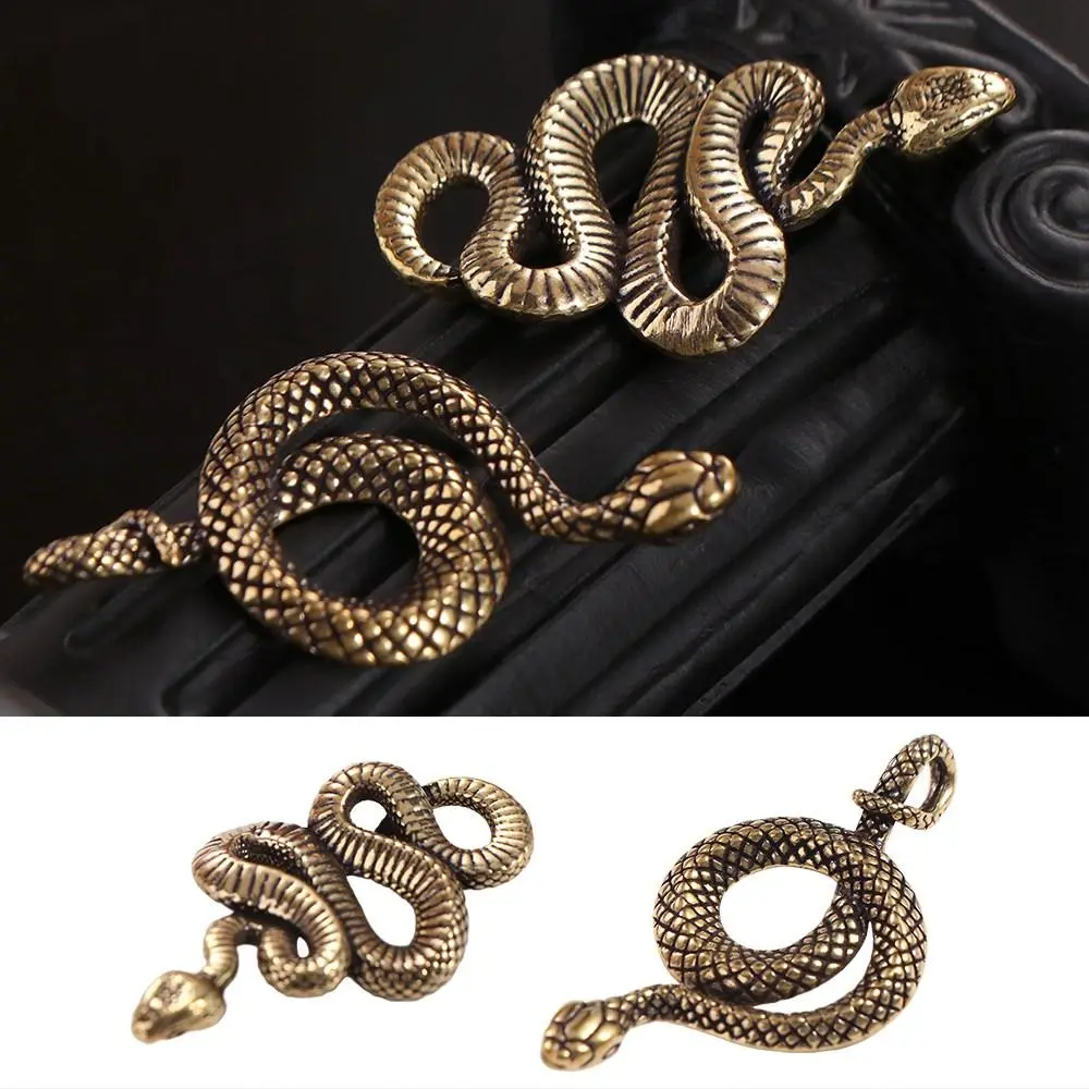 Twelve Zodiac Snake Vintage Brass Snake Statue Ancient Elegant Snake Figurines Exquisite Lifelike Lucky Charm Animal Sculpture