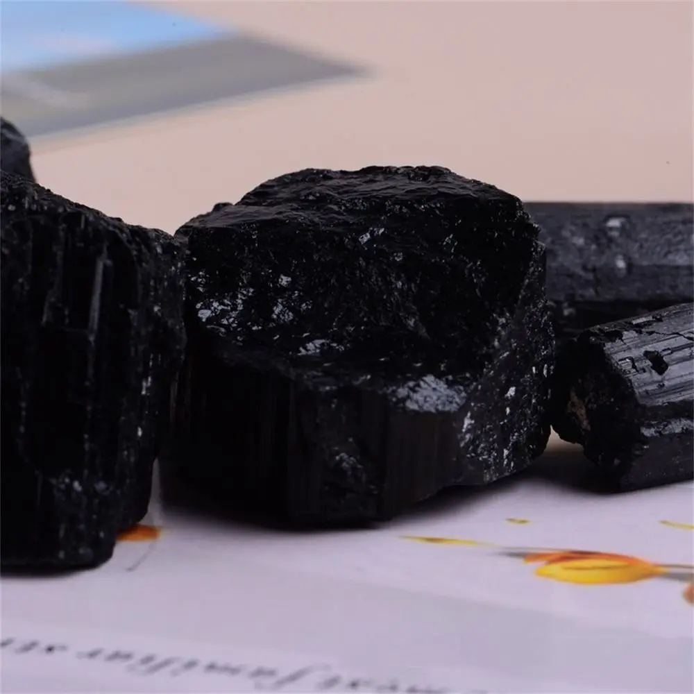Funny Natural Natural Black Tourmaline Stone Crafts Black Black Tourmaline Raw Stone Handicraft Aromatherapy Stone Ore Specimens
