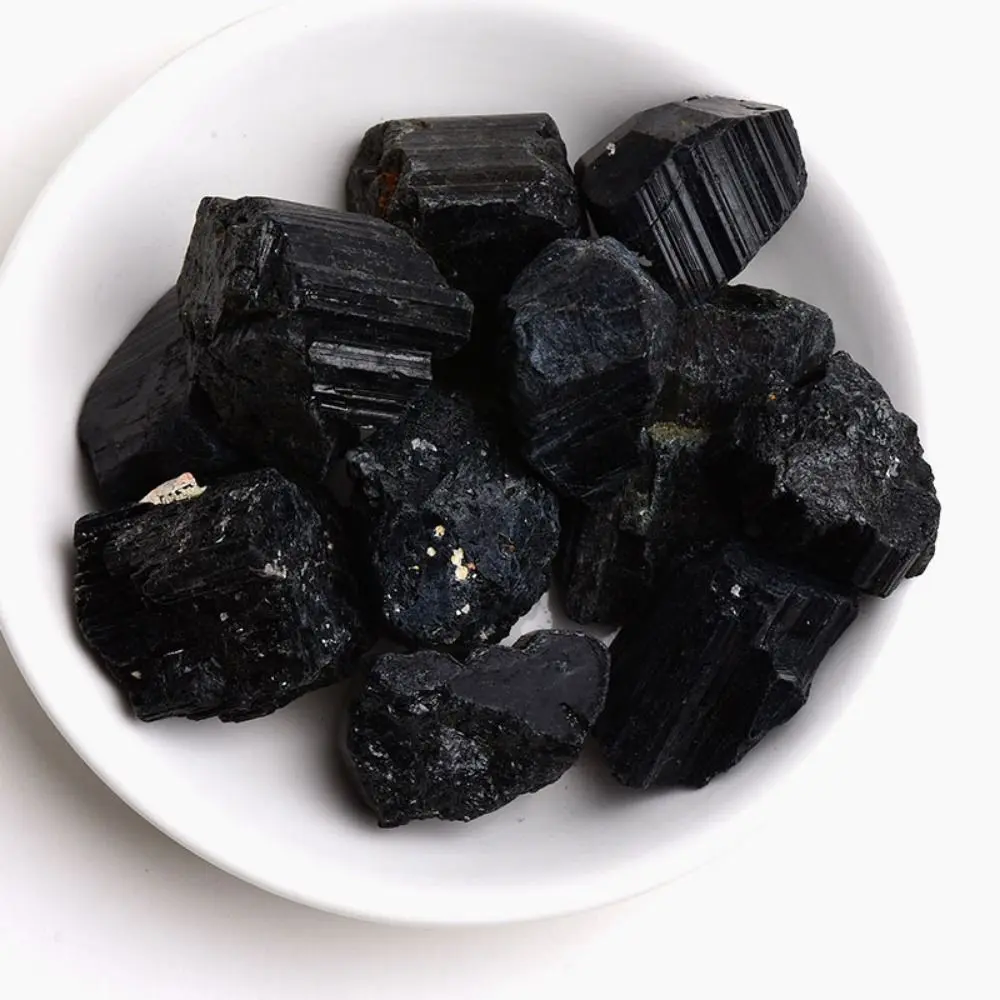 Funny Natural Natural Black Tourmaline Stone Crafts Black Black Tourmaline Raw Stone Handicraft Aromatherapy Stone Ore Specimens