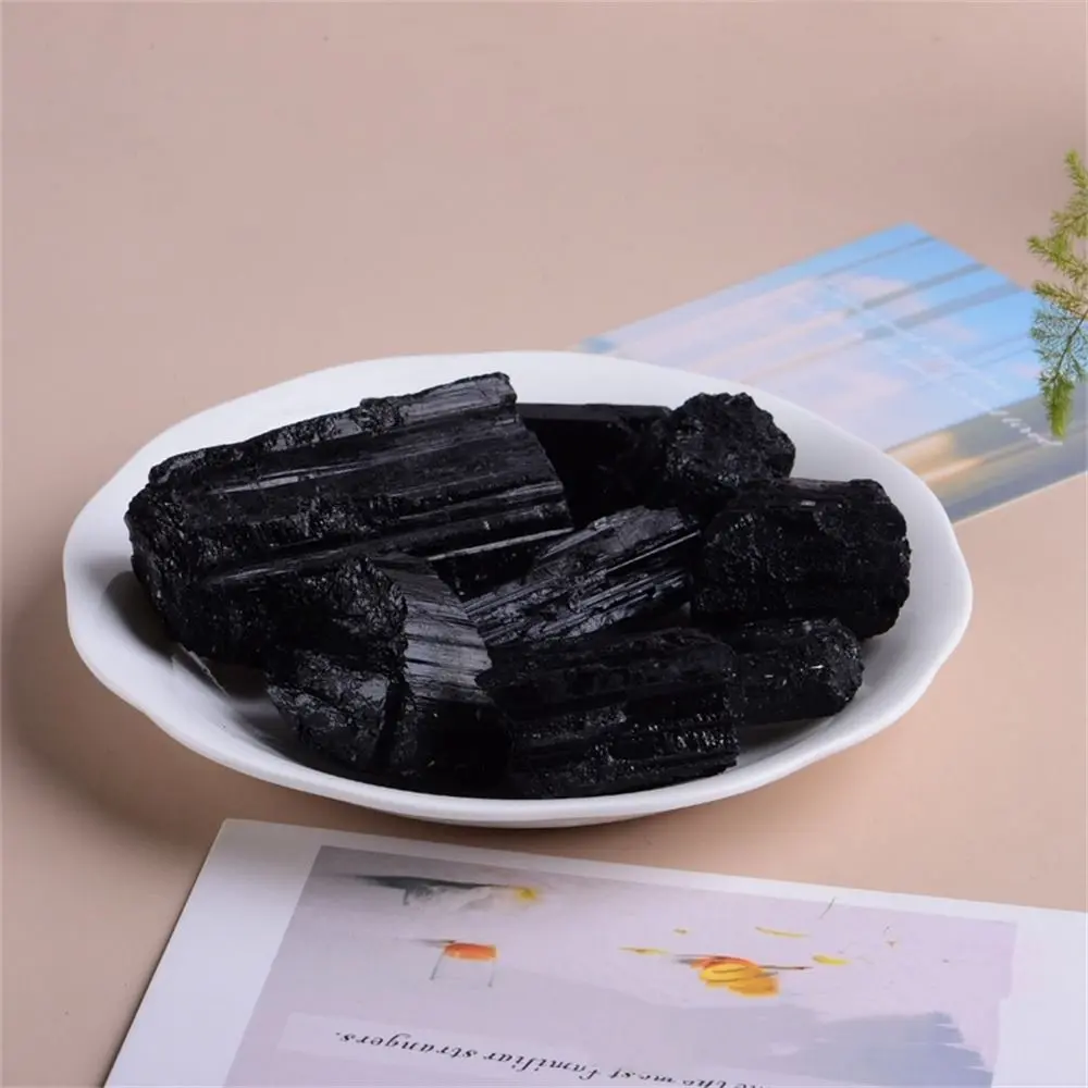 Funny Natural Natural Black Tourmaline Stone Crafts Black Black Tourmaline Raw Stone Handicraft Aromatherapy Stone Ore Specimens