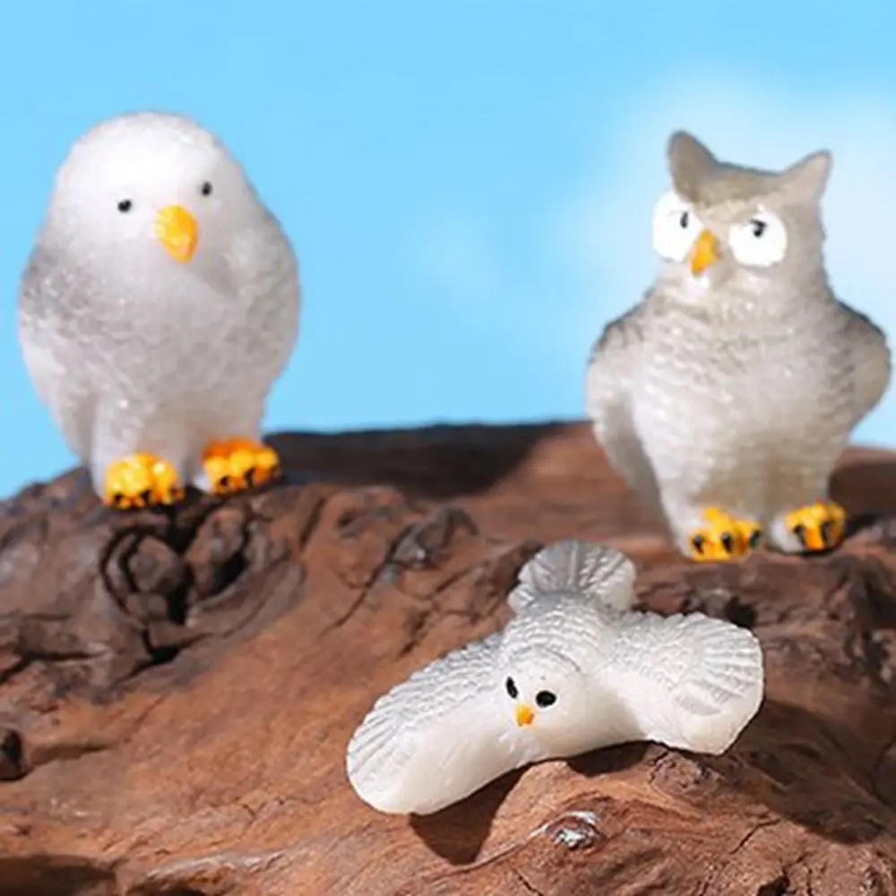 Creative Resin Crafts Simulation Owl Ornaments Small Handmade Owl Miniatures Cute Garden Owl Ornaments Outdoor