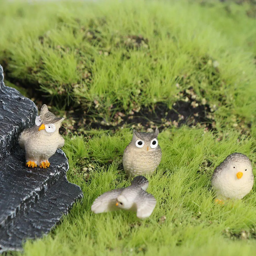 Creative Resin Crafts Simulation Owl Ornaments Small Handmade Owl Miniatures Cute Garden Owl Ornaments Outdoor