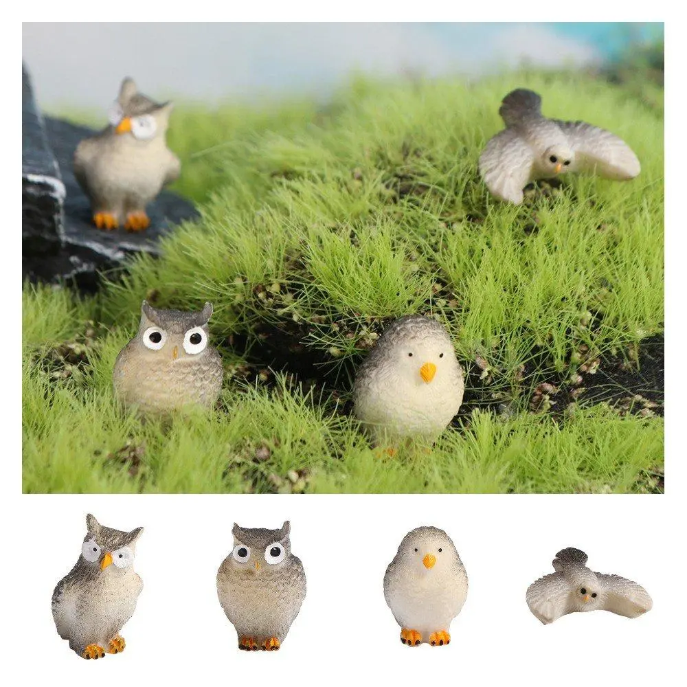Creative Resin Crafts Simulation Owl Ornaments Small Handmade Owl Miniatures Cute Garden Owl Ornaments Outdoor