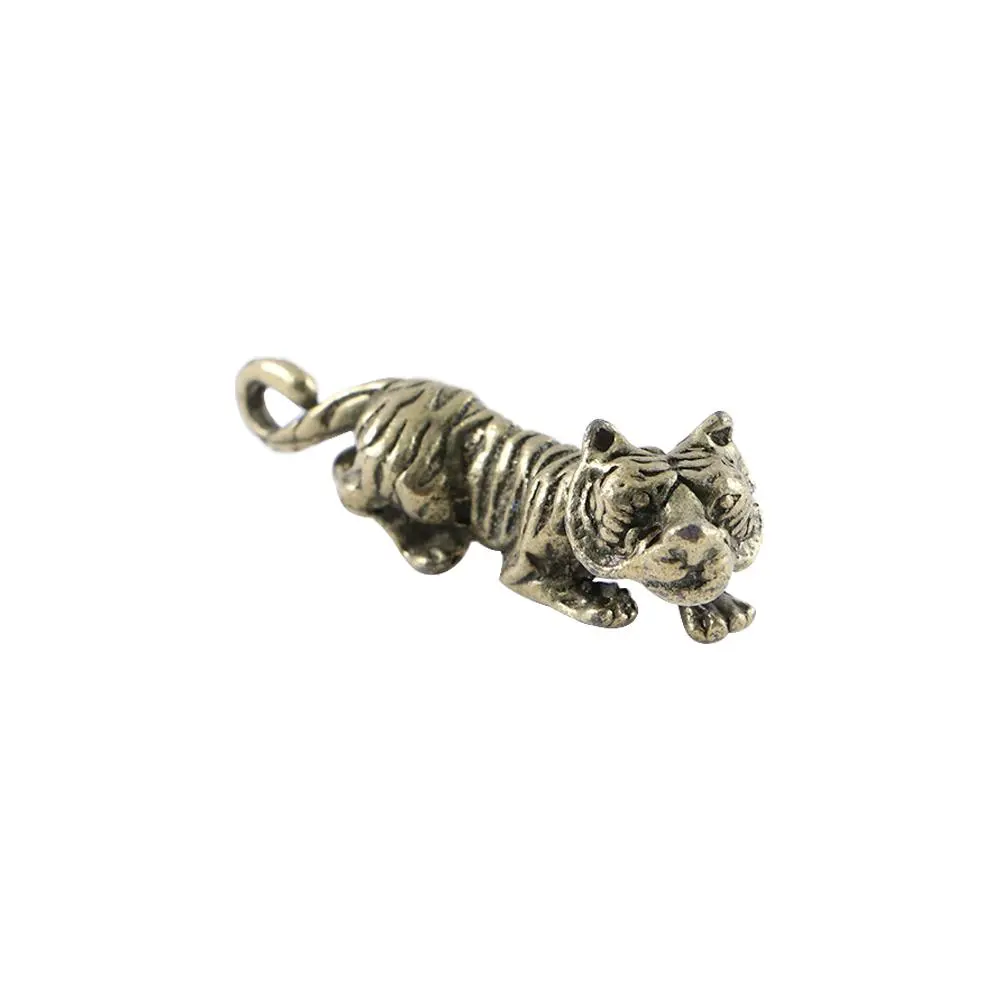 Metal Mini Diy Home Office Room Animal Ornaments Casting Sculpture Keychains Tiger Figurine Pendant