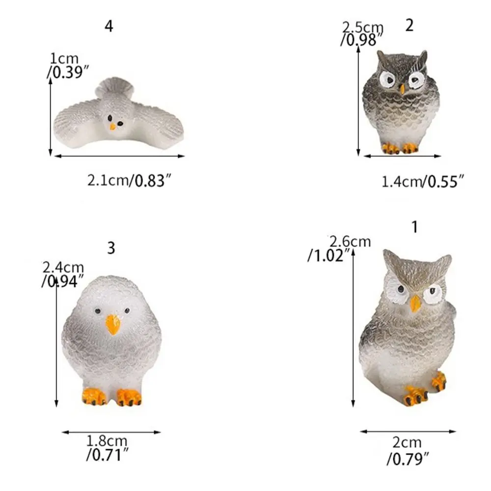 Creative Resin Crafts Simulation Owl Ornaments Small Handmade Owl Miniatures Cute Garden Owl Ornaments Outdoor