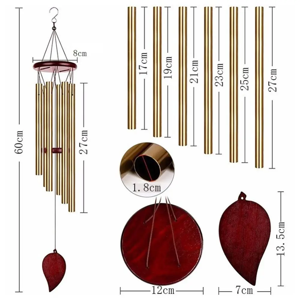 Multipurpose Personality Chapel Bells Garden Decoration Home Decor Aluminum Tube Ornament Bells Pendant Craft Gift Wind Chime