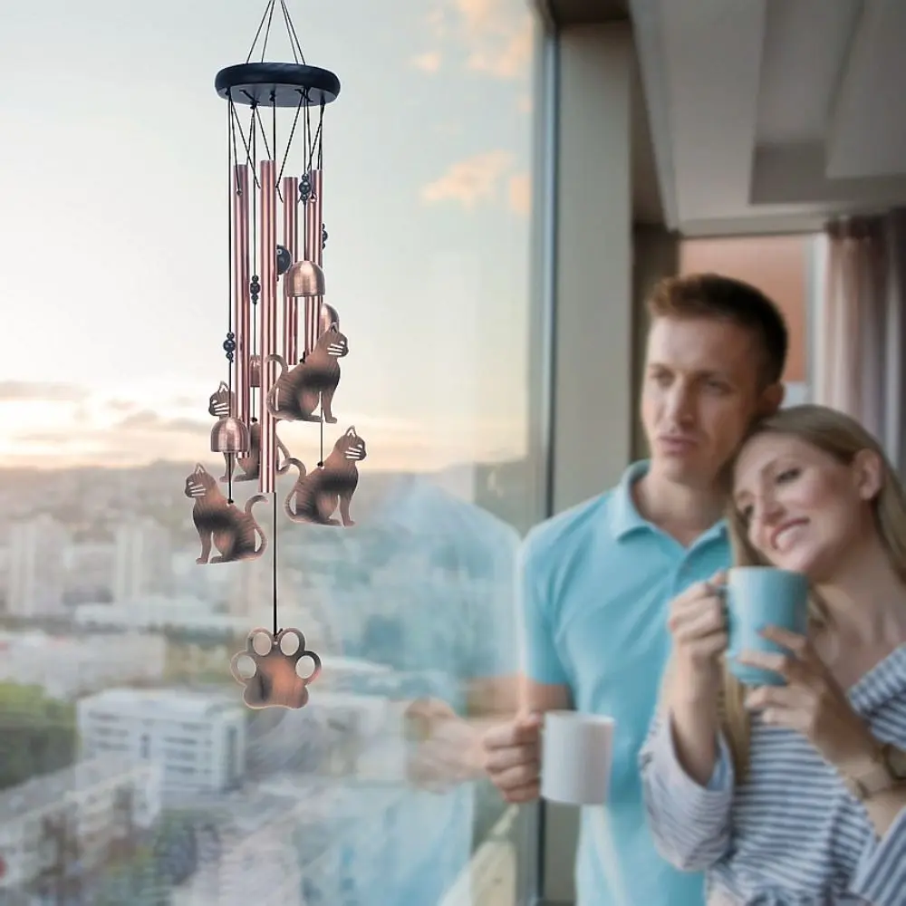Large Animal Commemorative Wind Chime Retro 4 Aluminum Tubes Cat Dog Wind Bell Craft Gift Metal Wind Chime Yard Balcony Porch