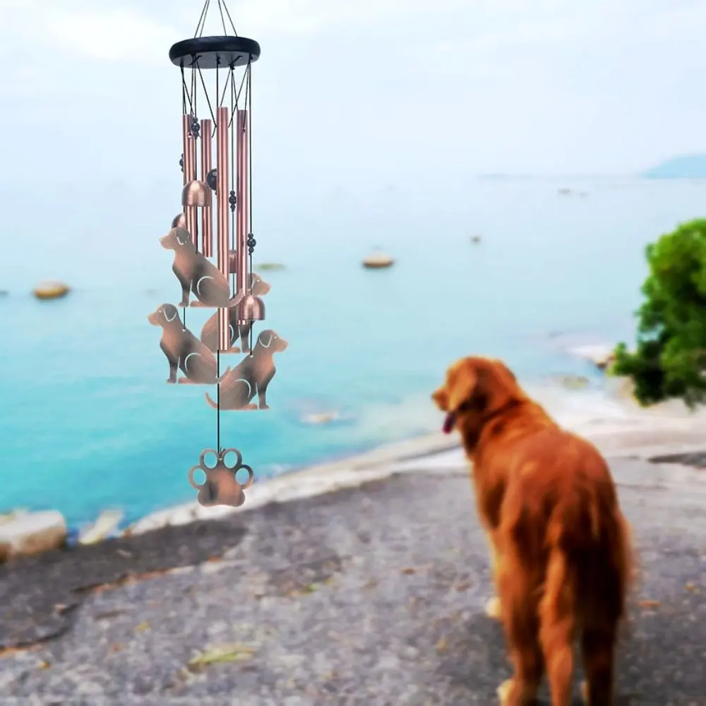 Large Animal Commemorative Wind Chime Retro 4 Aluminum Tubes Cat Dog Wind Bell Craft Gift Metal Wind Chime Yard Balcony Porch