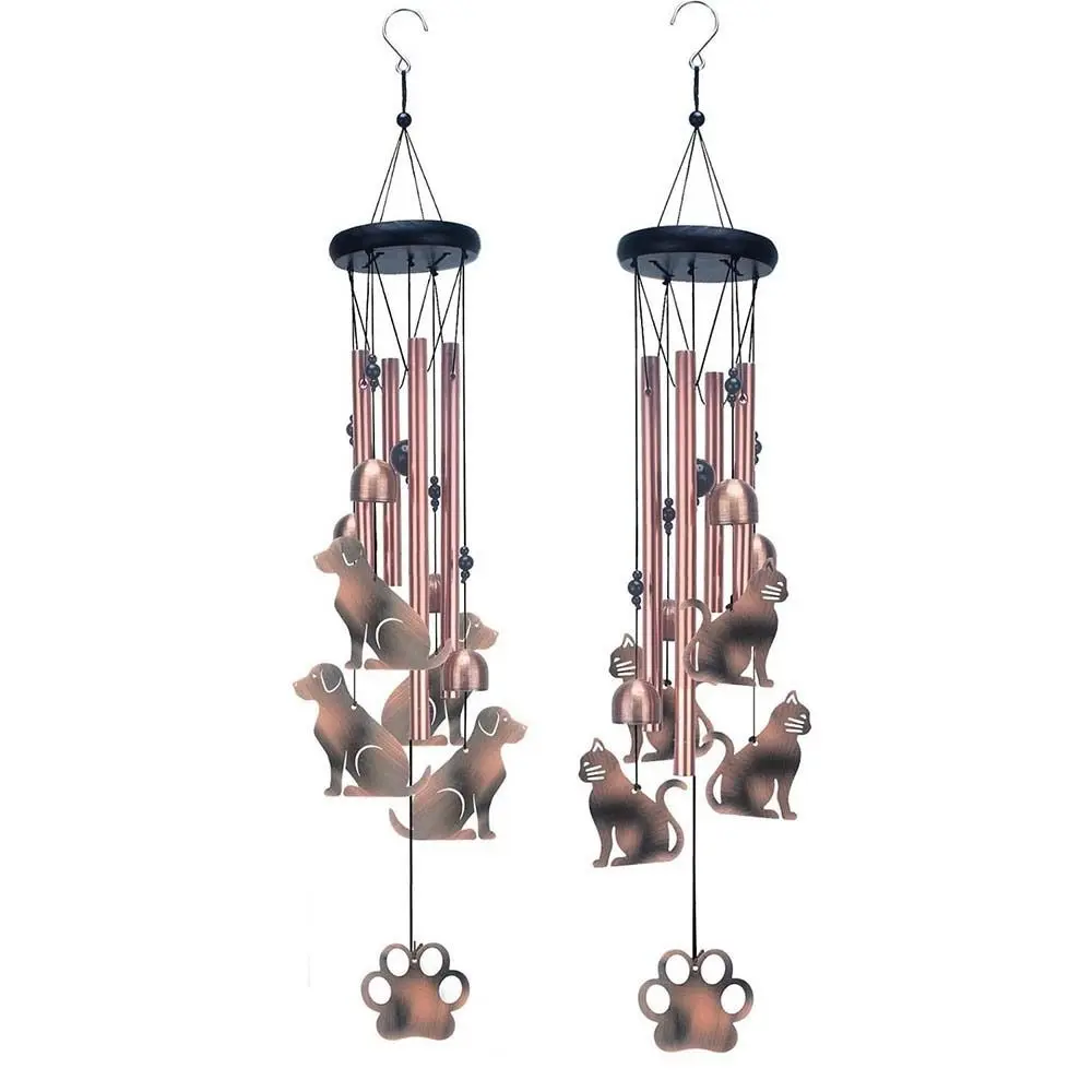 Large Animal Commemorative Wind Chime Retro 4 Aluminum Tubes Cat Dog Wind Bell Craft Gift Metal Wind Chime Yard Balcony Porch